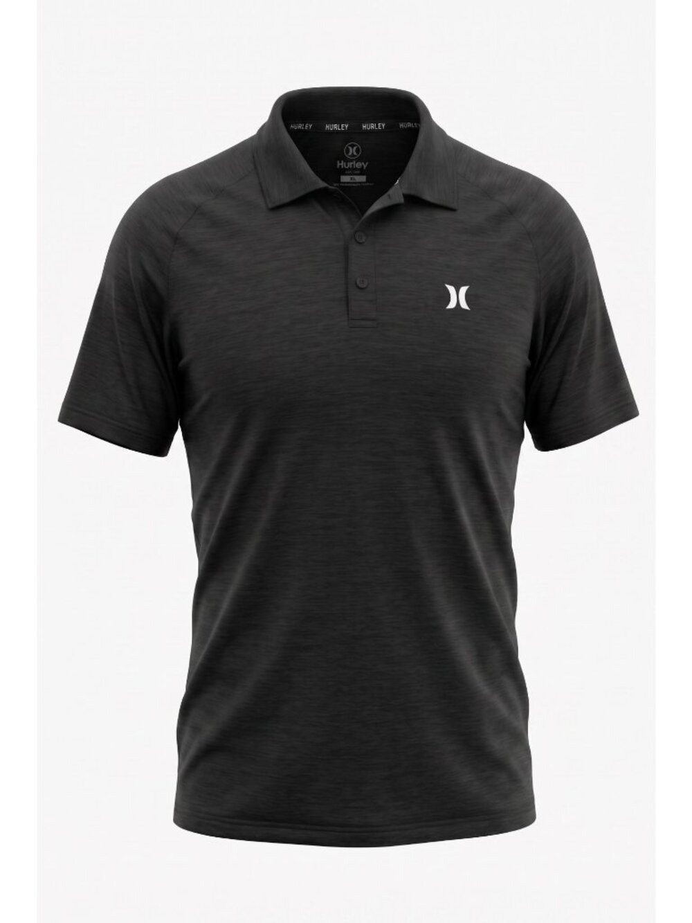 Hurley Mens Polo Shirt XL Black Performance Stretch Short Sleeve Golf Athletic E